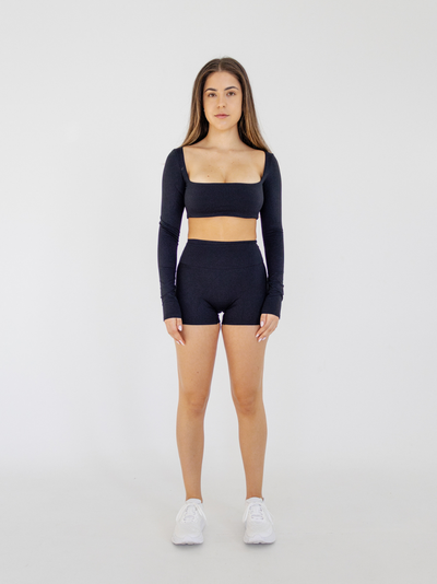 TCC Black Long Crop Shirt