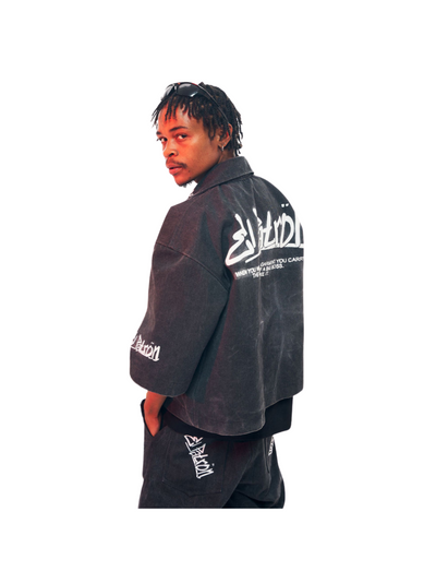 El Patron Grey Acid Wash Denim Oversized Shirt