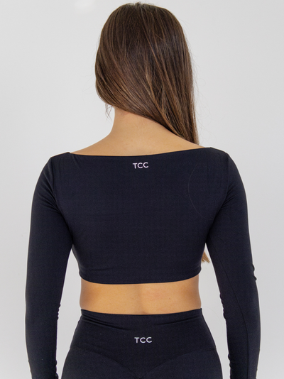 TCC Black Long Crop Shirt