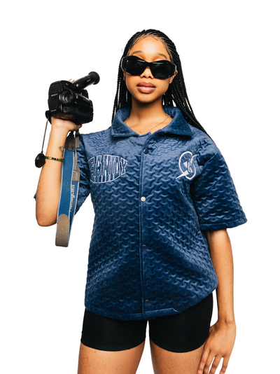 Insanidy Blue Monogram Button Up Shirt