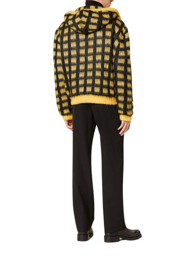 Marni Sweater Check Fields Zip Hooded Yellow-Black