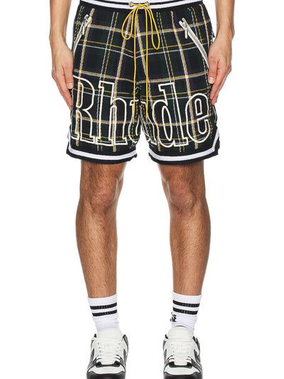 Rhude Shorts Flannel Court Logo Multi Green