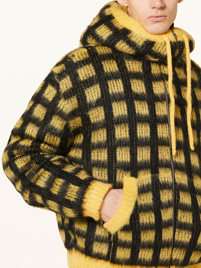 Marni Sweater Check Fields Zip Hooded Yellow-Black