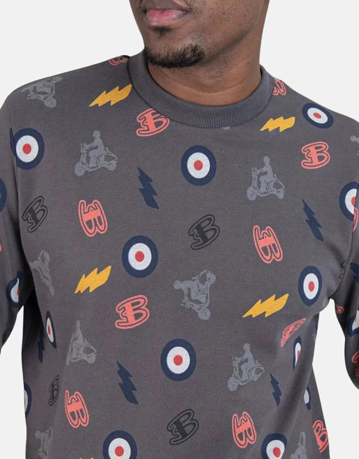Ben Sherman All Over Print Charcoal Sweatshirt