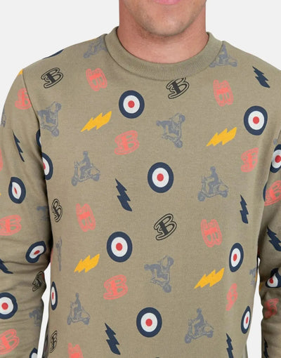 Ben Sherman All Over Print Olive Sweatshirt