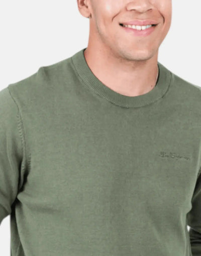 Ben Sherman Crew Neck Olive Knitwear