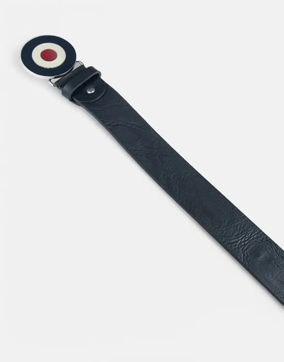 Ben Sherman Distressed Leather Target Buckle Black Belt