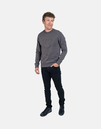 Ben Sherman Embossed 3D Happy Bear Charcoal Sweatshirt