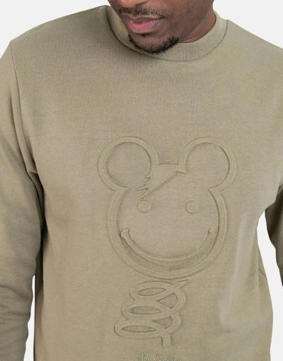 Ben Sherman Embossed 3D Happy Bear Olive Sweatshirt