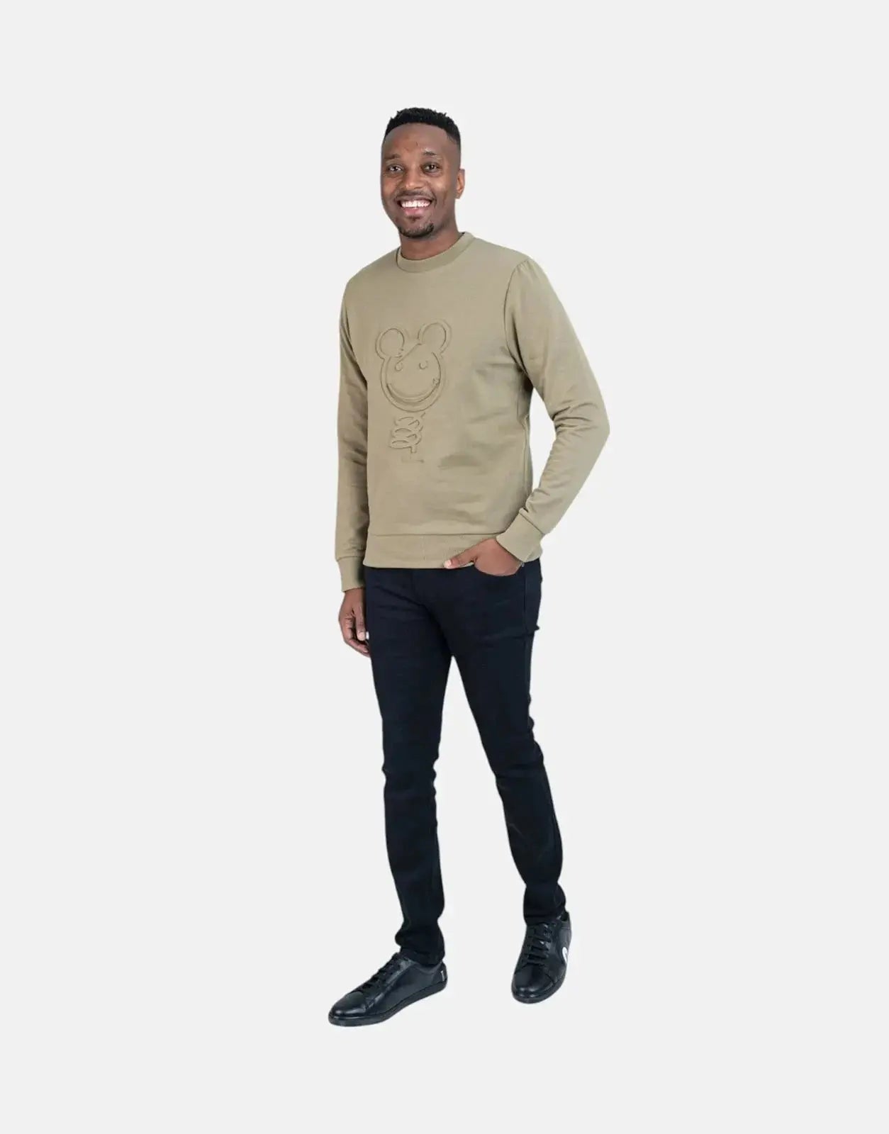 Ben Sherman Embossed 3D Happy Bear Olive Sweatshirt