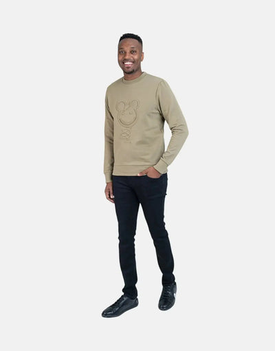 Ben Sherman Embossed 3D Happy Bear Olive Sweatshirt