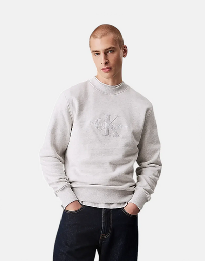 Calvin Klein Chenille Monologo Crew Grey Heather