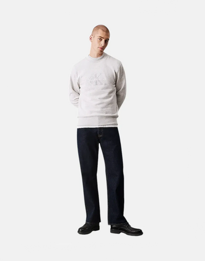 Calvin Klein Chenille Monologo Crew Grey Heather
