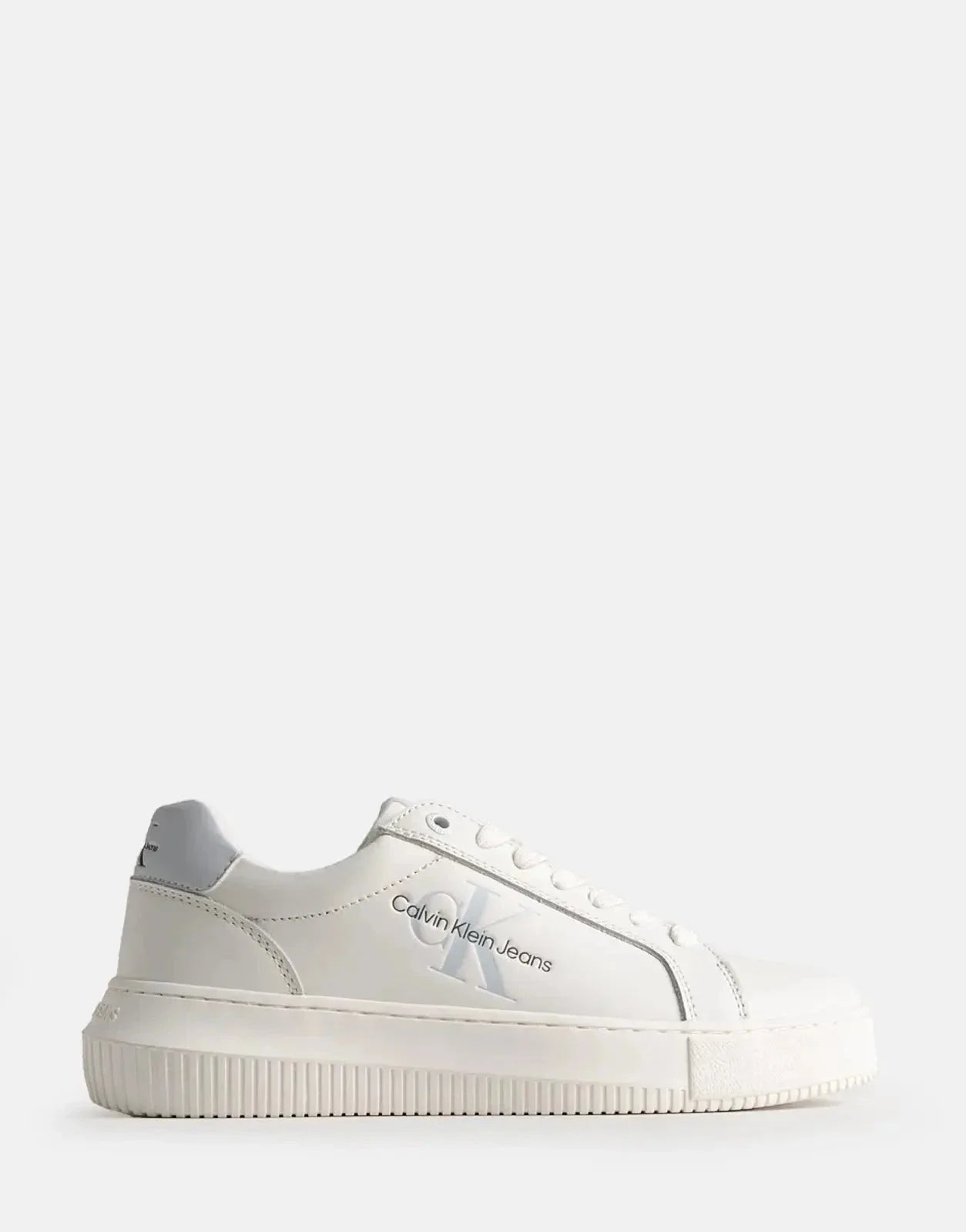 Calvin Klein Chunky Cupsole Mono Leather White Sneakers