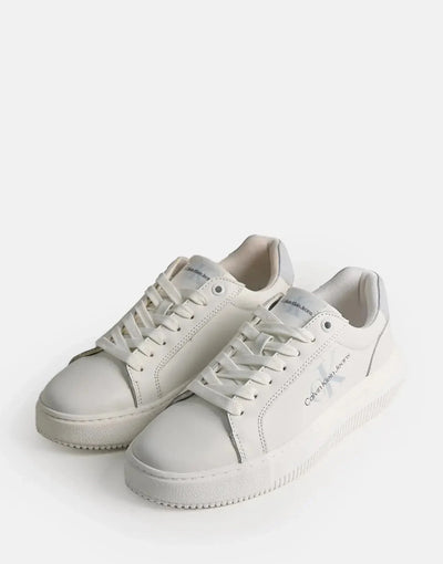 Calvin Klein Chunky Cupsole Mono Leather White Sneakers