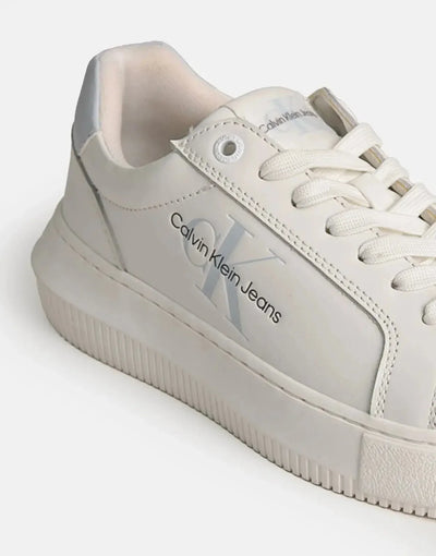 Calvin Klein Chunky Cupsole Mono Leather White Sneakers