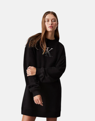 Calvin Klein Embroidered Monologo Black Dress