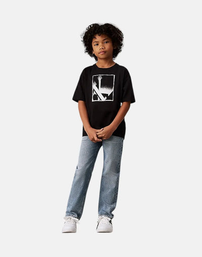 Calvin Klein Kids Monogram Grid Relaxed Black T-Shirt