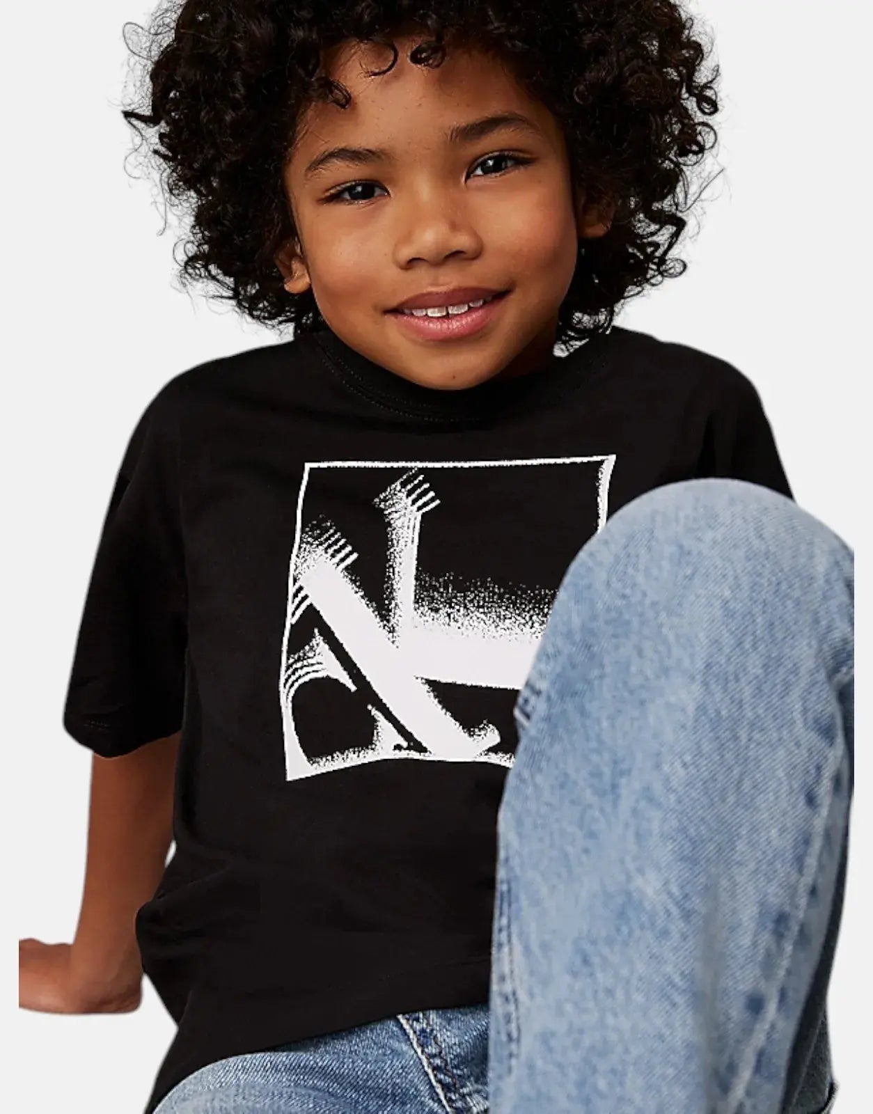 Calvin Klein Kids Monogram Grid Relaxed Black T-Shirt