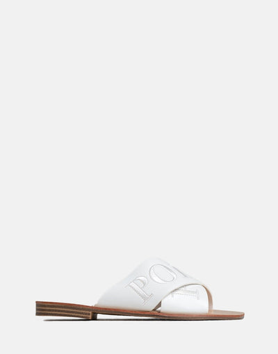 Polo Cross Strap Embroidered Mule Sandals
