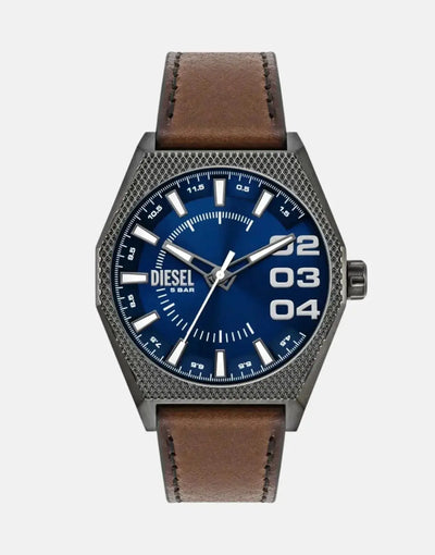 Diesel Scraper Brown NSBB Mixed Leather Watch