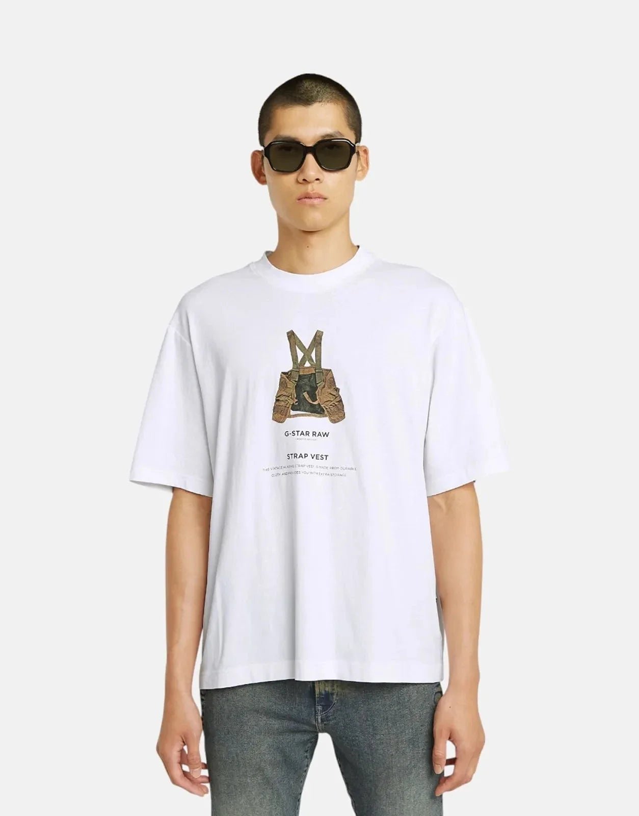 G-Star RAW Archive Print Boxy White Strap T-Shirt
