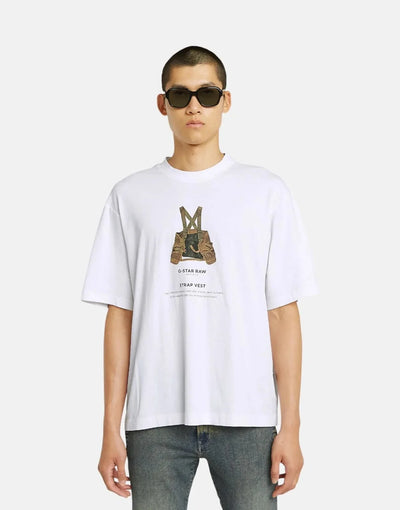 G-Star RAW Archive Print Boxy White Strap T-Shirt