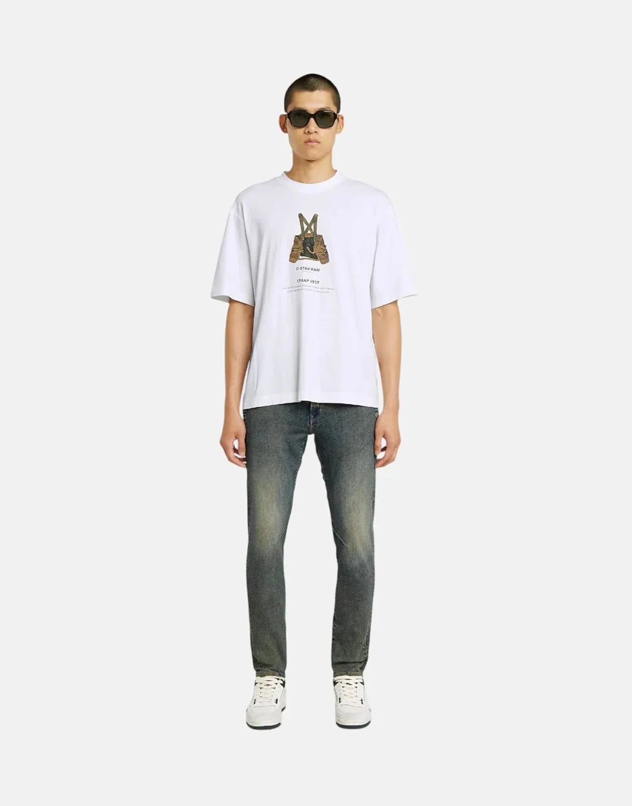 G-Star RAW Archive Print Boxy White Strap T-Shirt