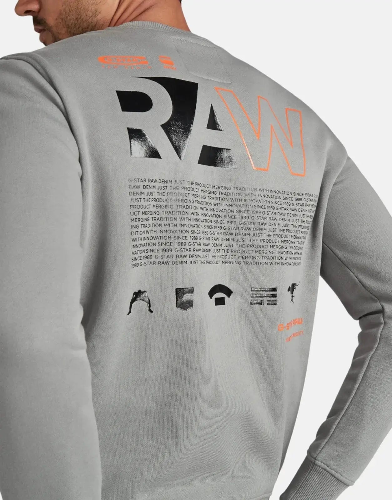 G-Star RAW Back Print Logo Charcoal Sweatshirt