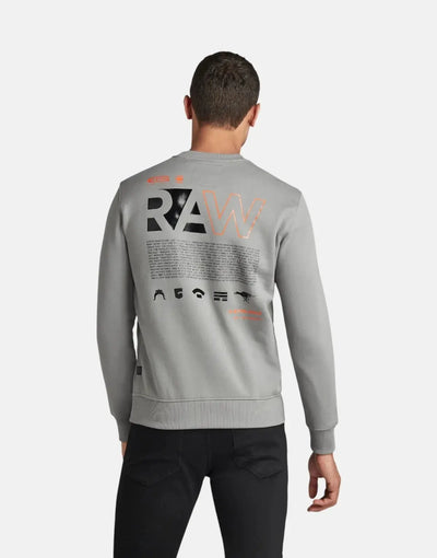 G-Star RAW Back Print Logo Charcoal Sweatshirt