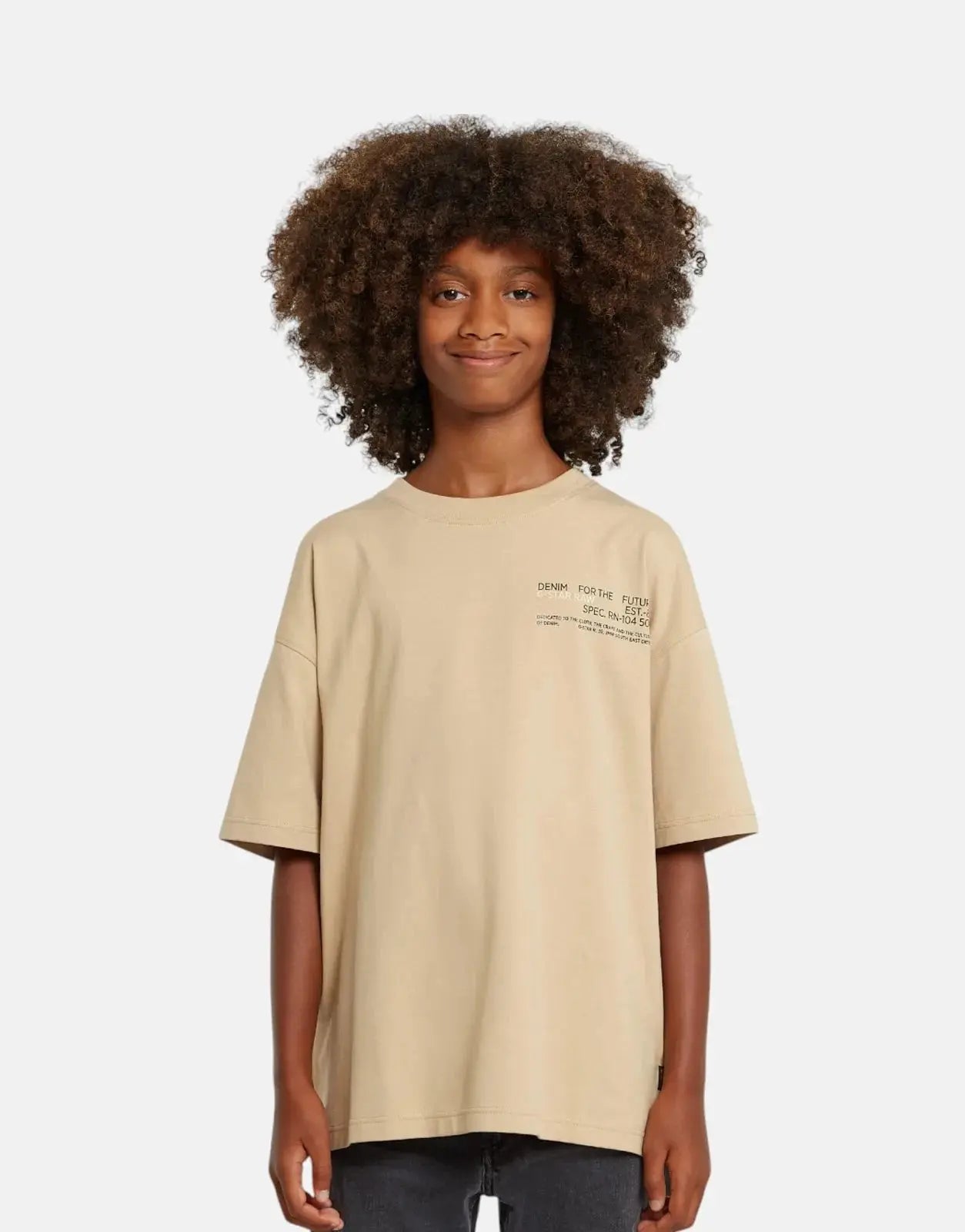 G-Star RAW Boys Boxy Cream T-Shirt