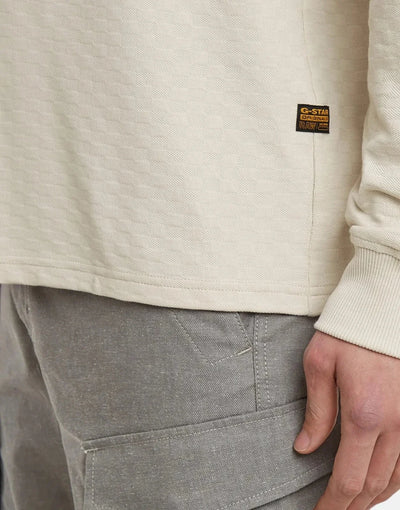 G-Star RAW Checquard Tweeter Half Zip Whitebait Sweatshirt