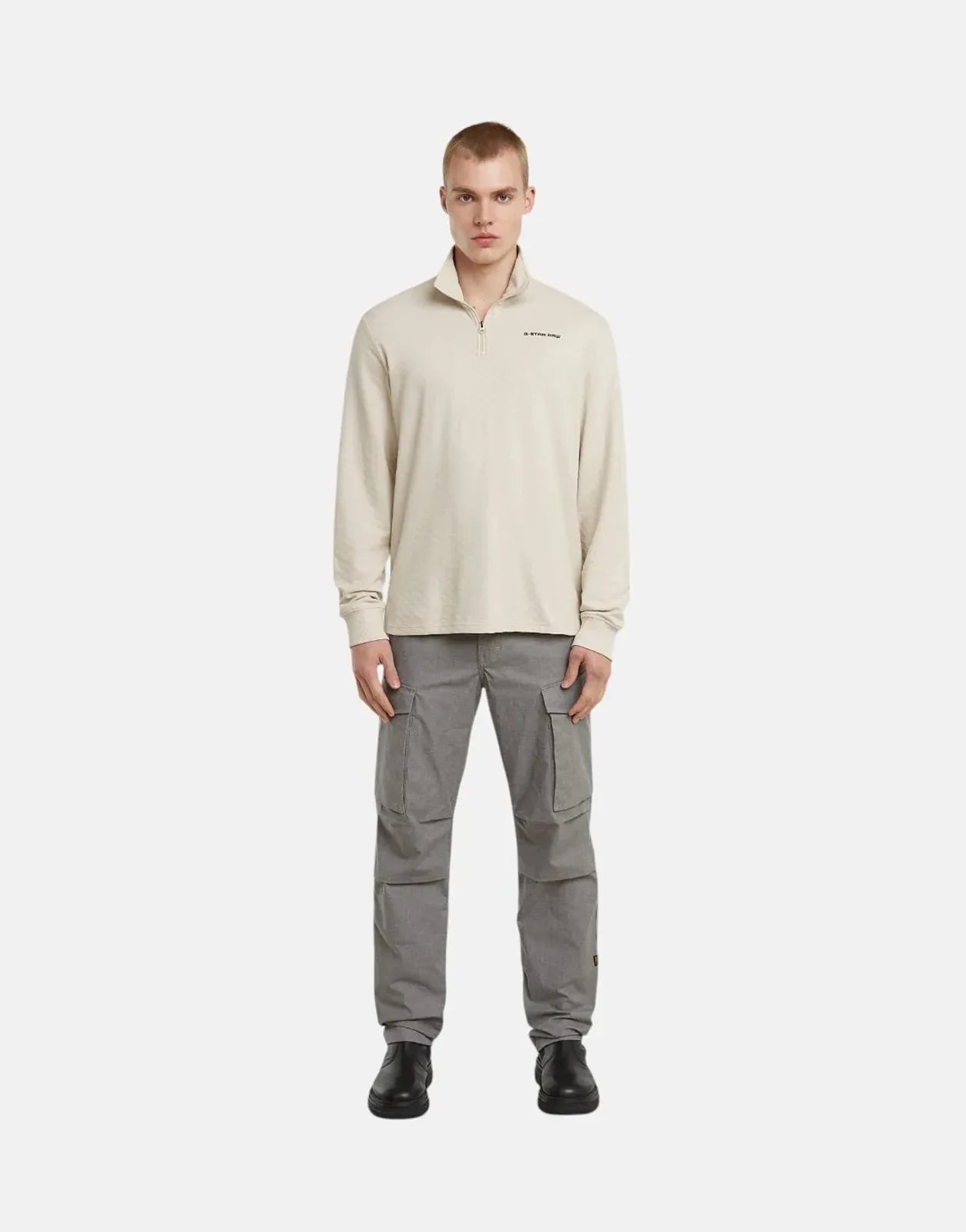 G-Star RAW Checquard Tweeter Half Zip Whitebait Sweatshirt