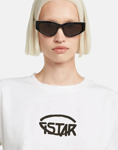 G-Star RAW Cropped Logo Relaxed White T-Shirt
