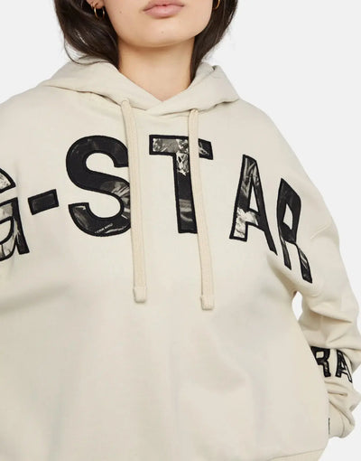 G-Star RAW Embro Print Oversized Hoodie Chalk