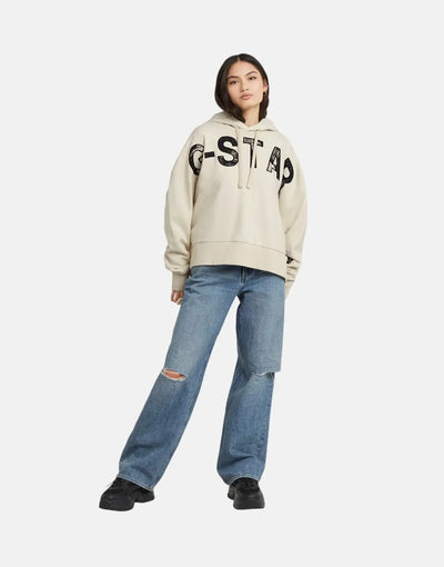 G-Star RAW Embro Print Oversized Hoodie Chalk