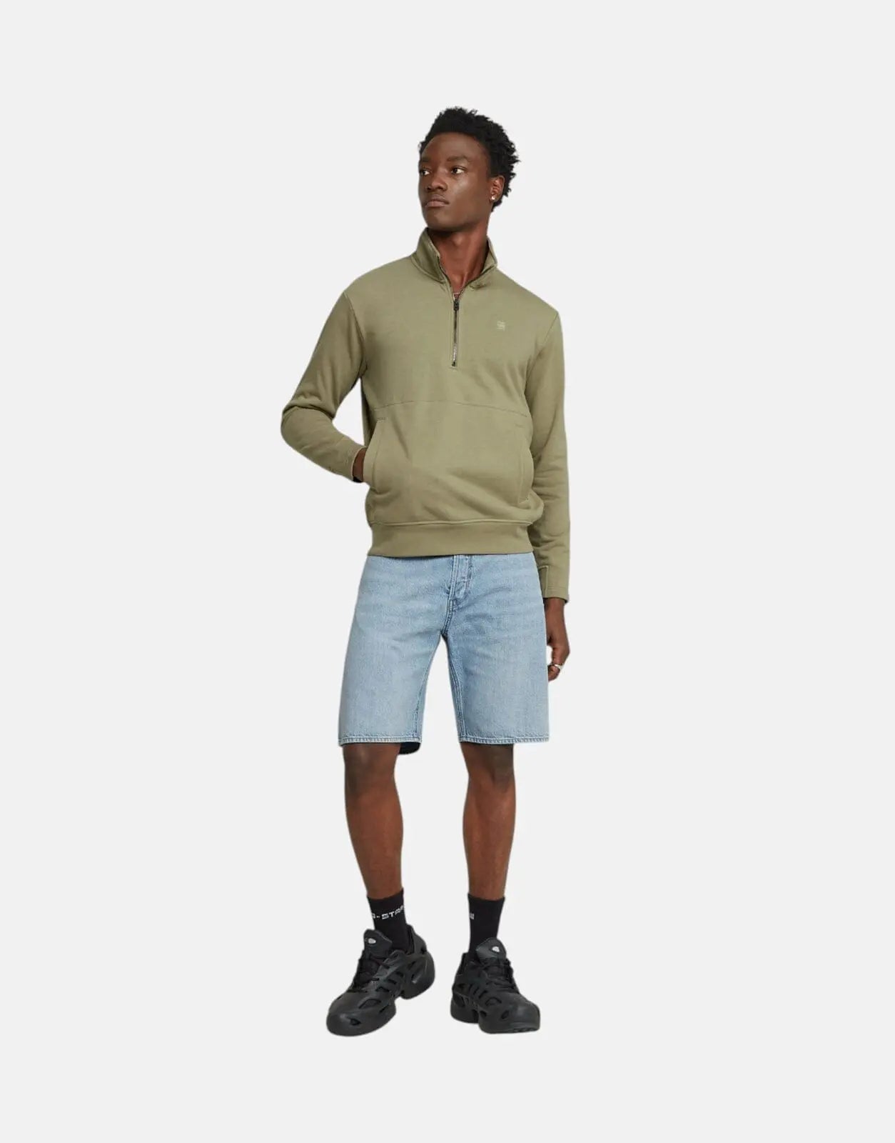 G-Star RAW Nifous Half Zip Ensis Green Sweatshirt