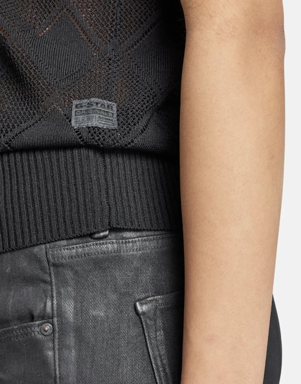 G-Star RAW Pointelle Mock Knitted Caviar Sweater