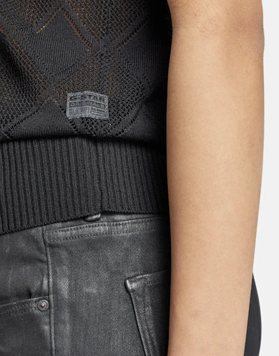 G-Star RAW Pointelle Mock Knitted Caviar Sweater