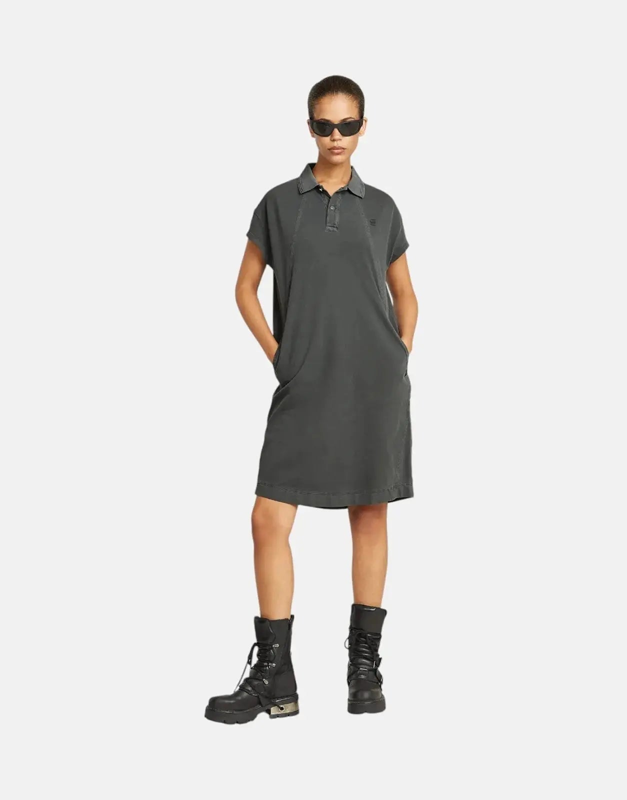 G-Star RAW Seam Detail Polo Black Dress