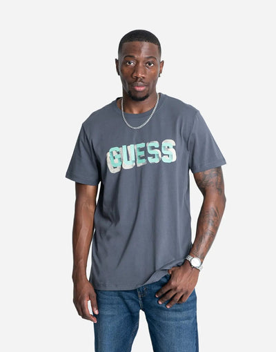 Guess Crew Neck Guess Logo Dark Grey T-Shirt