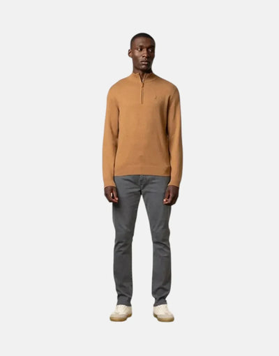 Polo 1/4 Zip Funnel Neck Camel Knitwear