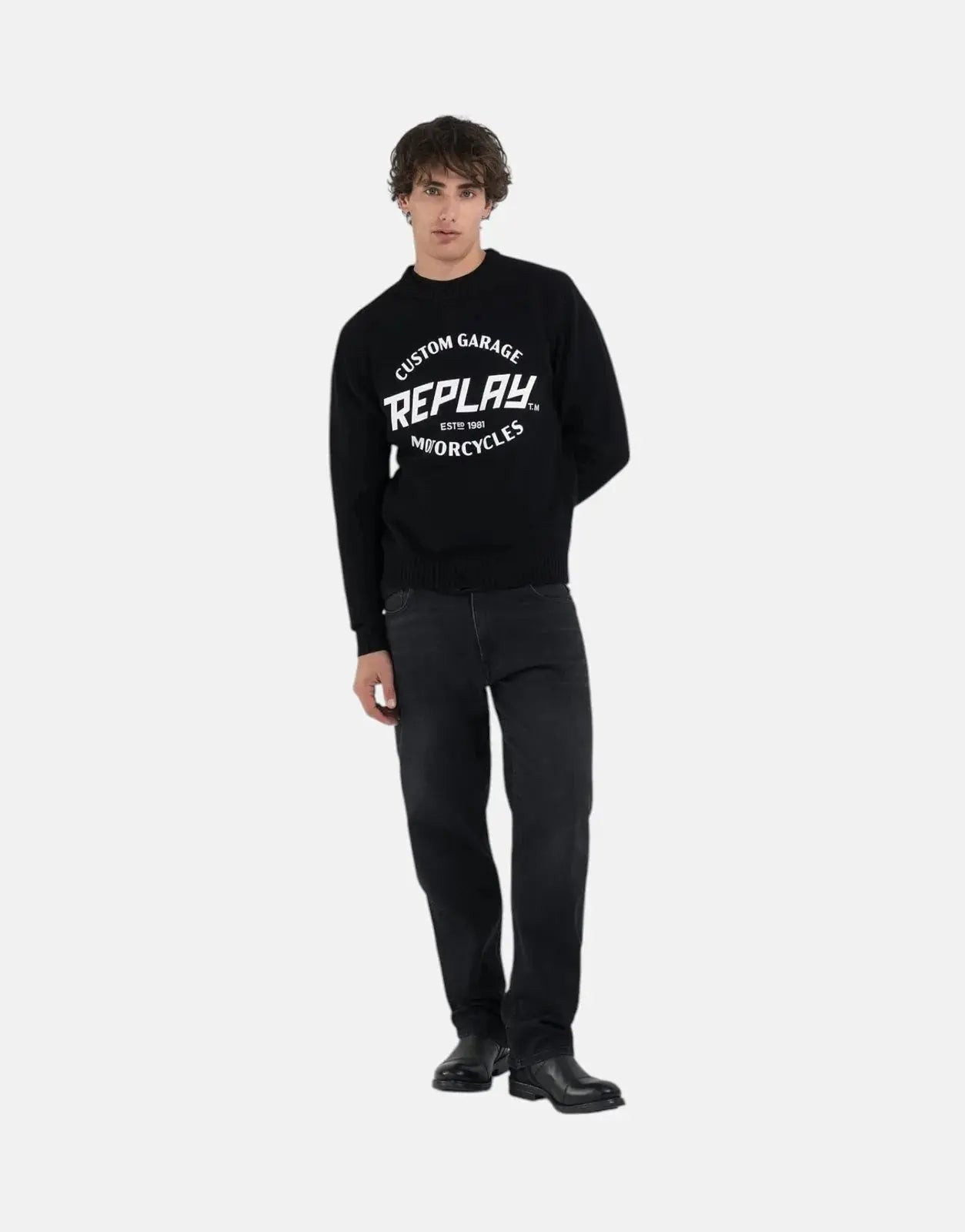 Replay Black Regular Mesh Custom Garage Jersey