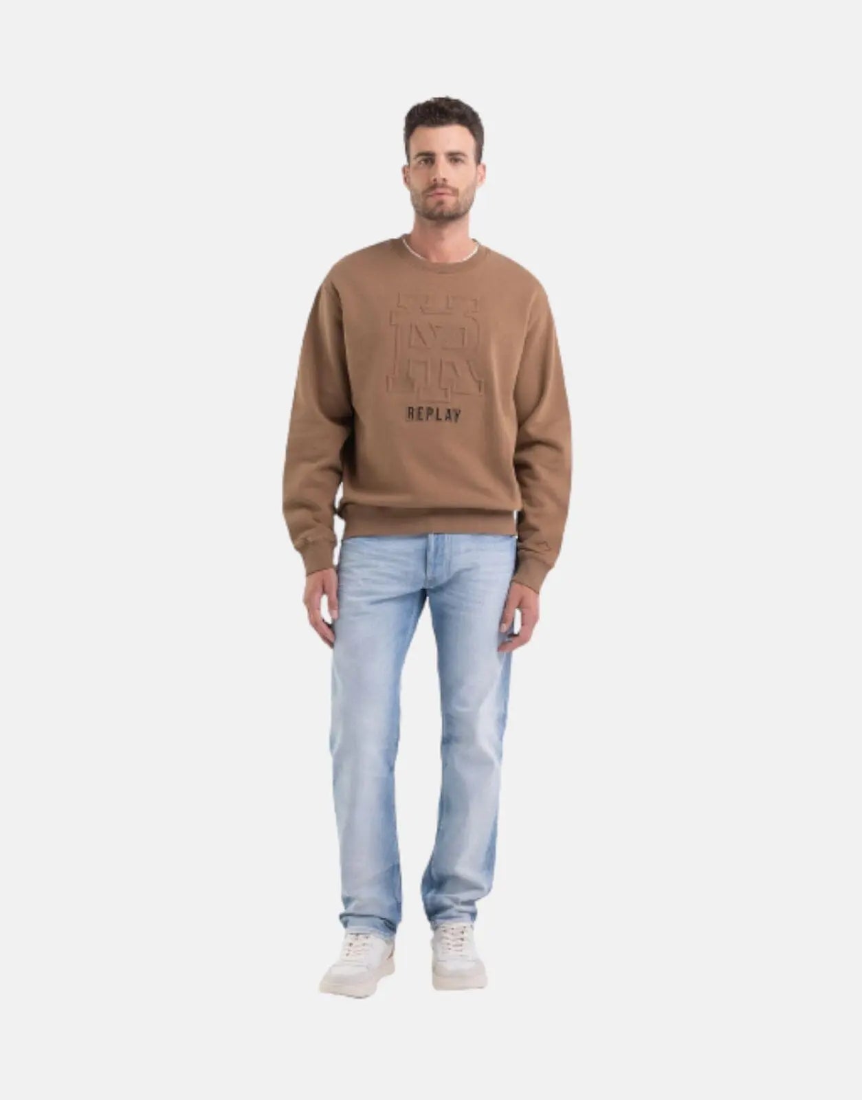 Replay Emossed Logo Brown Sweatshirt