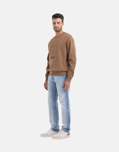 Replay Emossed Logo Brown Sweatshirt