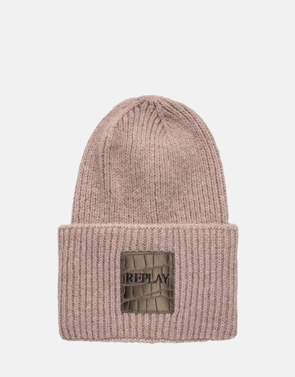 Replay Gold Patch Knit Beanie