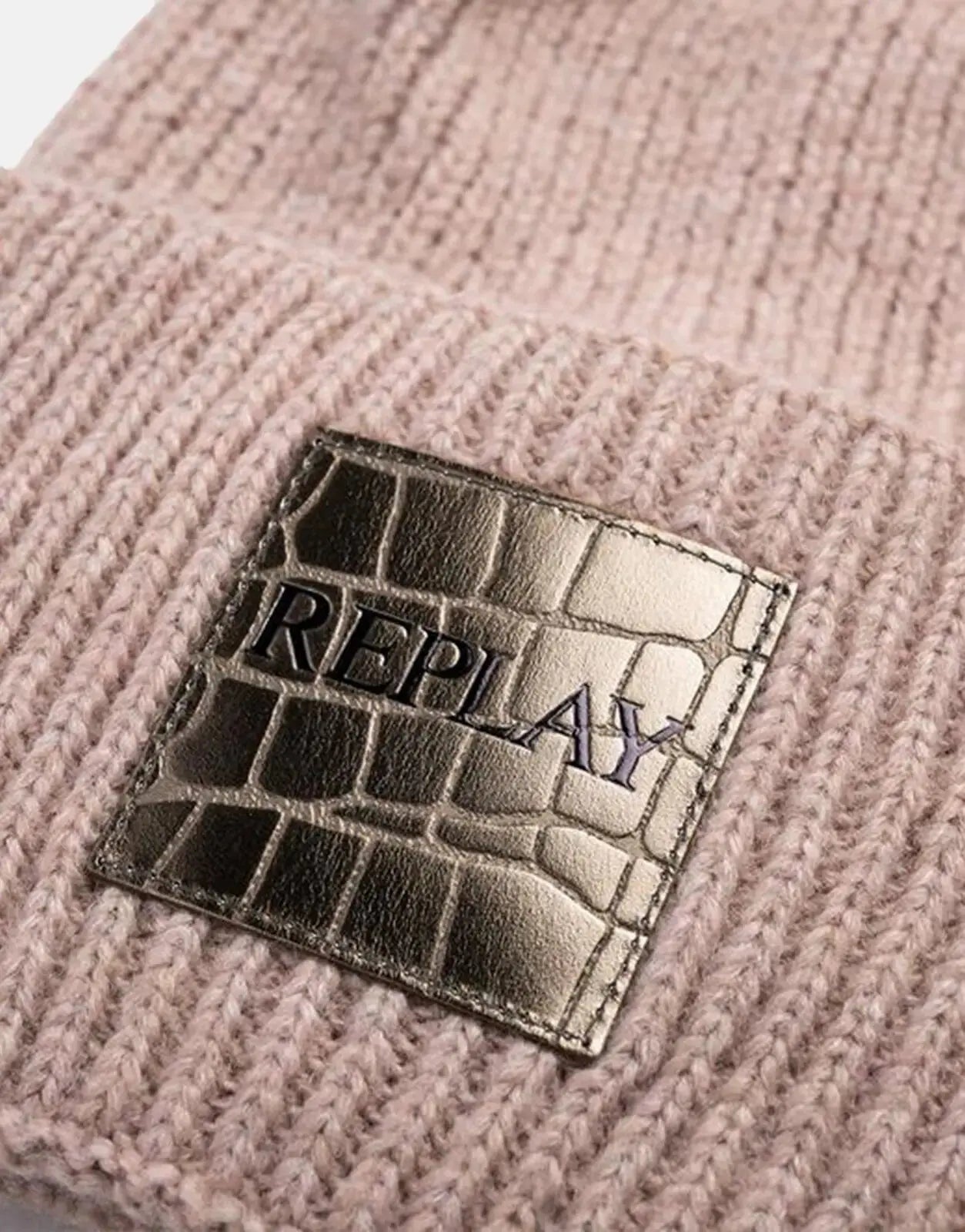 Replay Gold Patch Knit Beanie