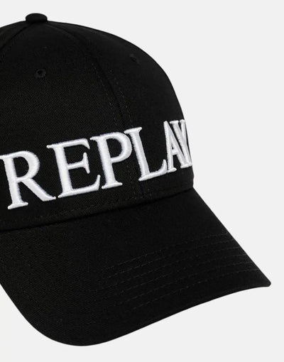 Replay Large Embroidery Black Unisex Cap