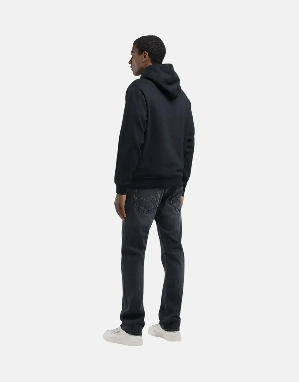 Replay Large Font Hooded Black Sweatshirt