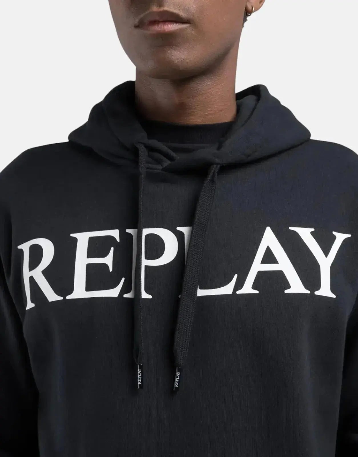 Replay Large Font Hooded Black Sweatshirt
